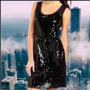 Chic Black Sequin Dress w/ Belt